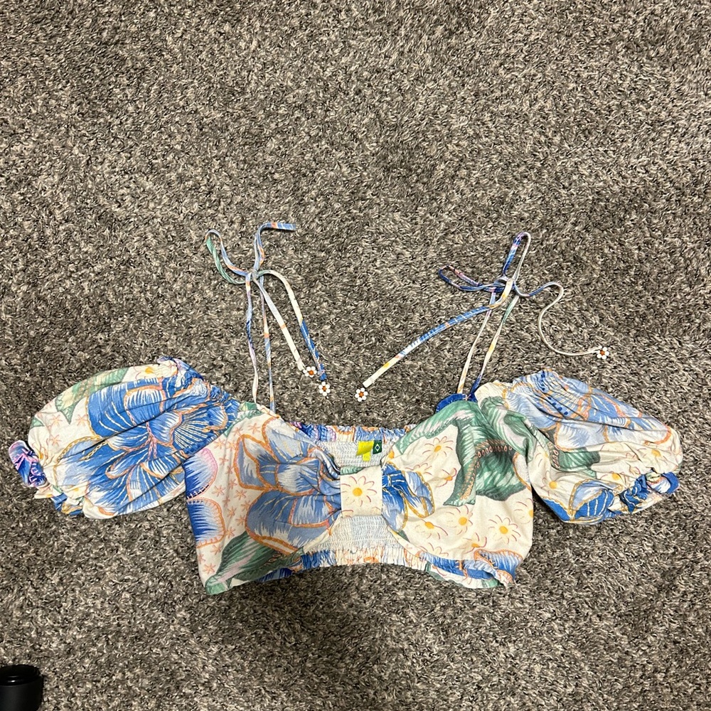 Farm Rio ‘magia de chitta’ Floral Off-Shoulder Crop Top - Picture 3 of 5